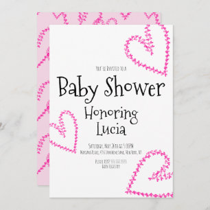 Watercolor Hearts Stamp Wreath Love Baby Shower Invitation
