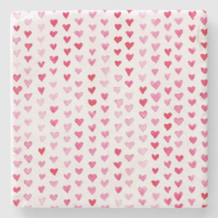 Watercolor Hearts Stone Coaster