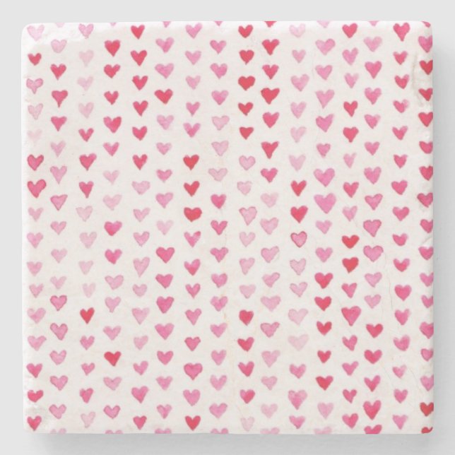 Watercolor Hearts Stone Coaster (Front)