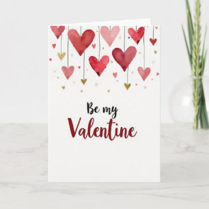 Watercolor Hearts Valentine Card