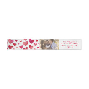 Watercolor Hearts Valentine's Day Wrap Around Label