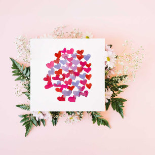 Watercolor hearts - violet Valentine's Day Card