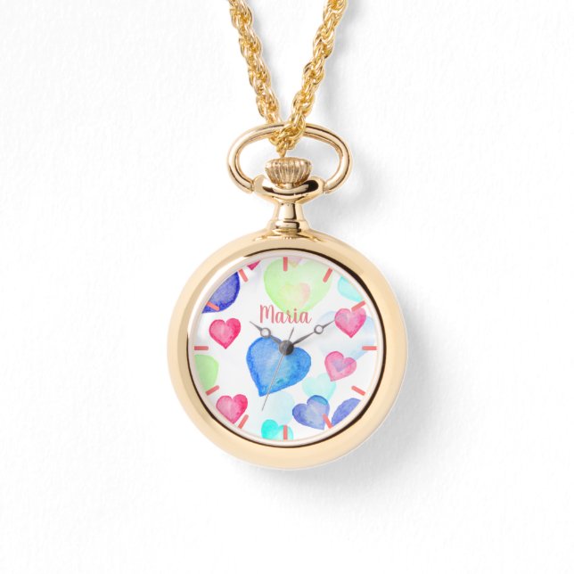 Watercolor Hearts Watch (Front)