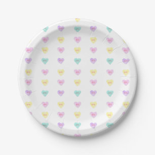 Watercolor Heartz Bae Paper Plates