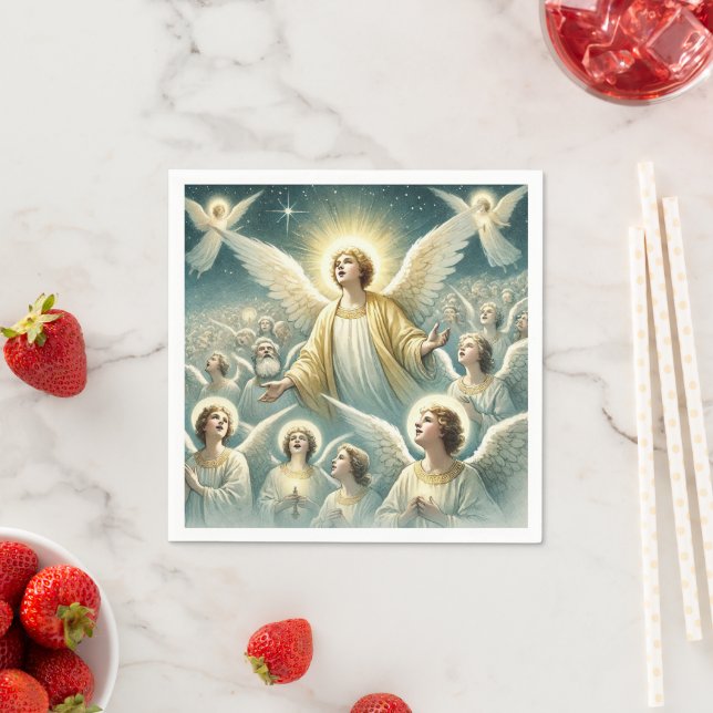 Watercolor Heavenly Host of Angels Decoupage Napkin (Insitu)