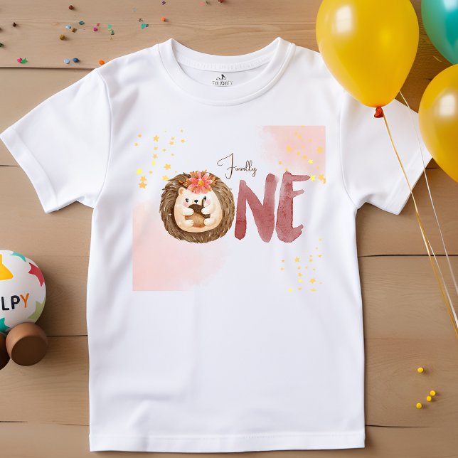 Watercolor hedgehog 1th Birthday Baby T-Shirt (Creator Uploaded)