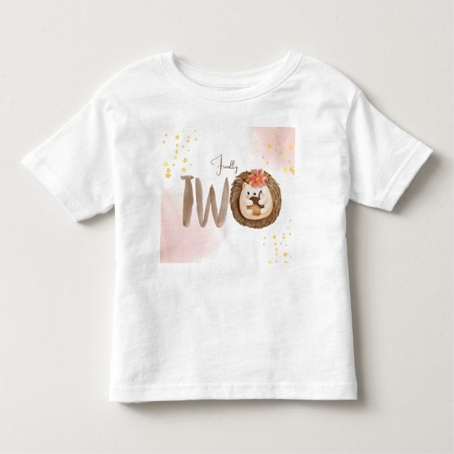 Watercolor hedgehog 2nd second two birthday toddler T-Shirt (Front)
