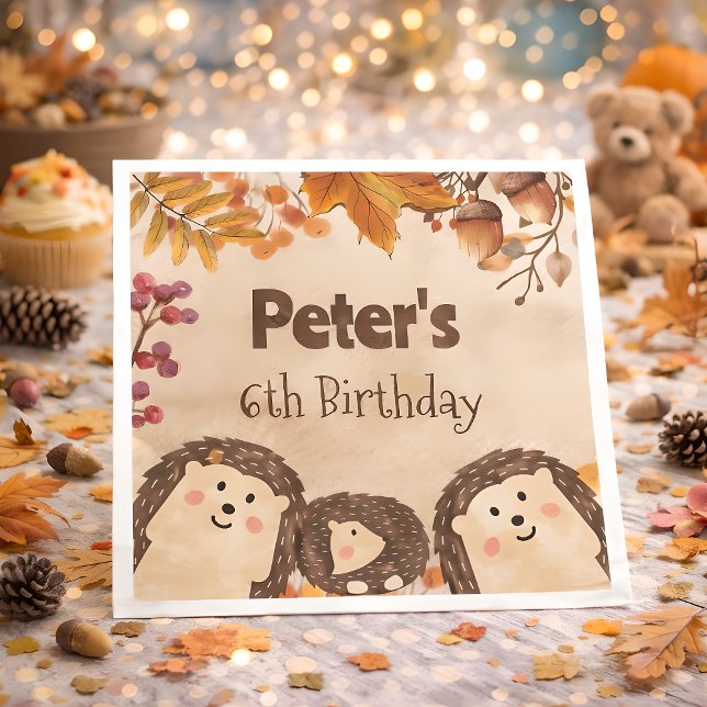 Watercolor hedgehog Birthday Napkin (Creator Uploaded)