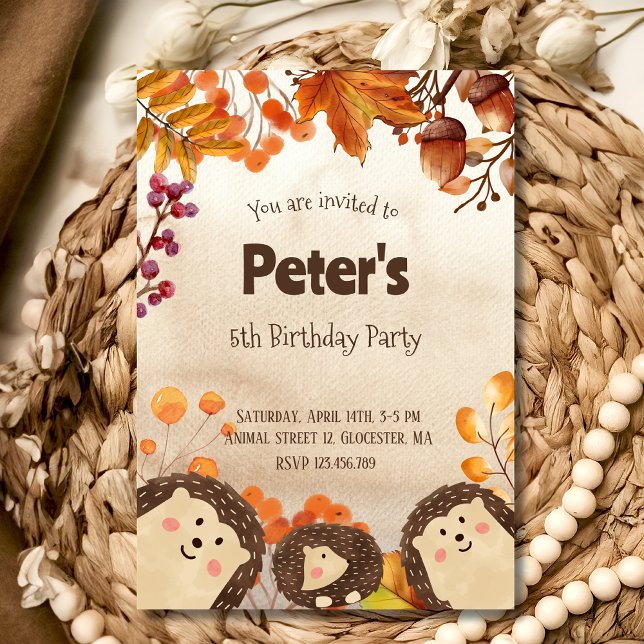 Watercolor hedgehog Birthday Party Invitation (Creator Uploaded)