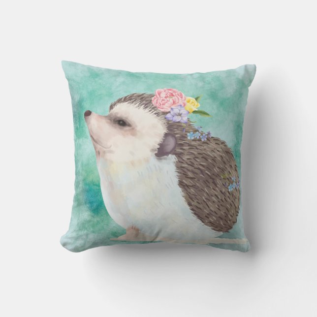Watercolor Hedgehog Cushion (Front)