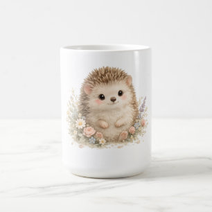 Watercolor Hedgehog Garden Illustration Coffee Mug