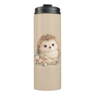 Watercolor Hedgehog Garden Illustration Thermal Tumbler