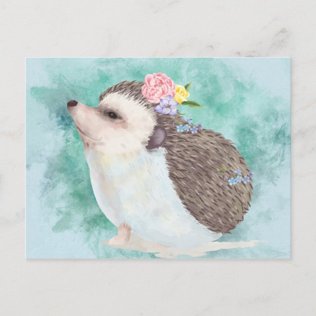 Watercolor Hedgehog Postcard (Front)