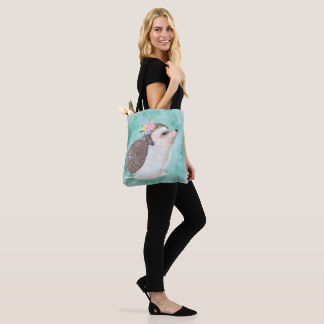 Watercolor Hedgehog Tote Bag (On Model)