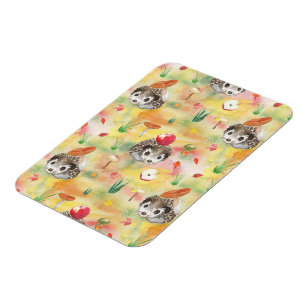 Watercolor hedgehog with mushrooms and apple magnet