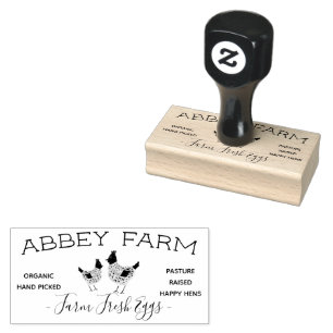 Watercolor Hen Farm Fresh Egg Carton Rubber Stamp