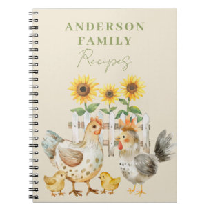 Watercolor Hen Farm Recipe Notebook