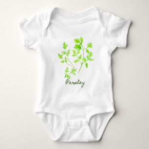Watercolor Herb Parsley Illustration Baby Bodysuit