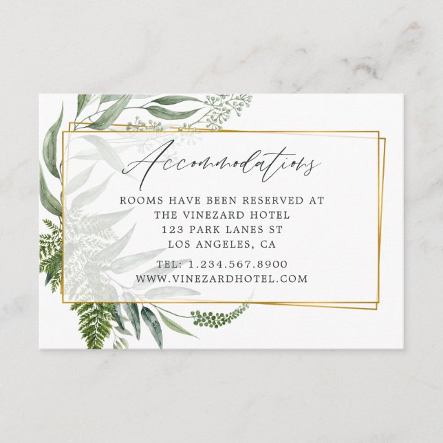 Watercolor Herbarium Geometric Wedding Enclosure Card (Front)
