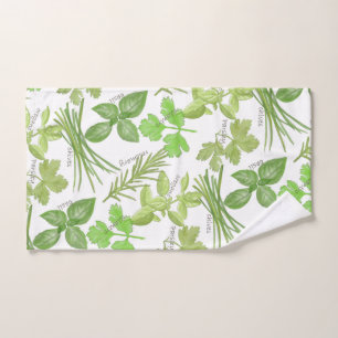 Watercolor Herbs Hand Towel
