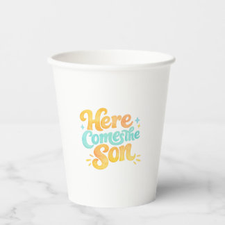 Watercolor Here Comes the Son Baby Shower Cups