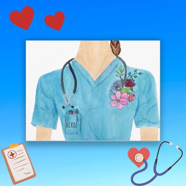 Watercolor Hero Nurse Postcard (Creator Uploaded)
