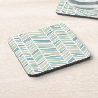 Watercolor Herringbone, Blue, Mint, Beige Coaster