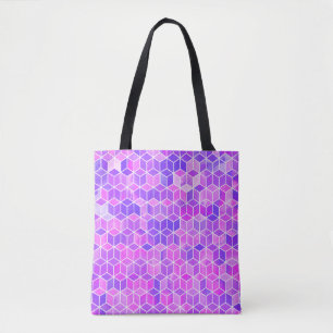 Watercolor hexagon illustration pattern tote bag