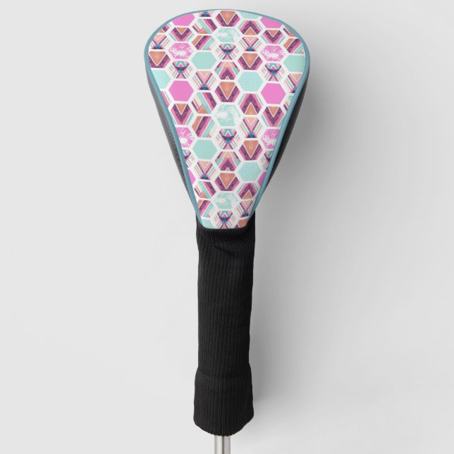 Watercolor Hexagon Pattern Golf Head Cover (Front)