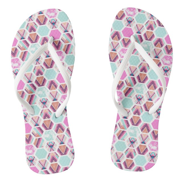 Watercolor Hexagon Pattern Jandals (Footbed)