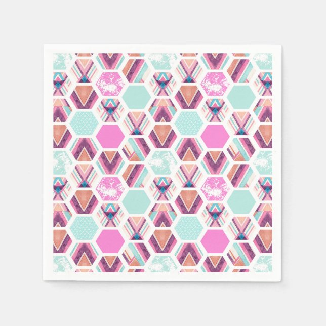Watercolor Hexagon Pattern Napkin (Front)