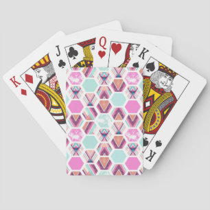 Watercolor Hexagon Pattern Playing Cards