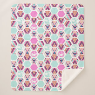 Watercolor Hexagon Pattern Sherpa Blanket