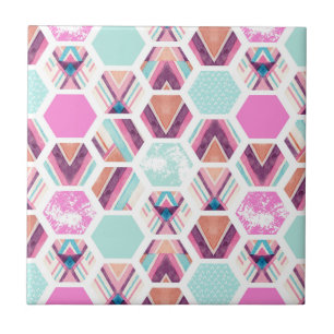 Watercolor Hexagon Pattern Tile