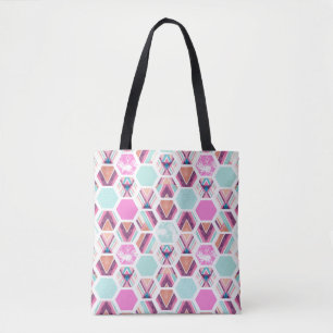Watercolor Hexagon Pattern Tote Bag