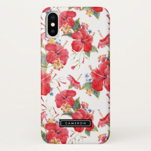 Watercolor Hibiscus and Lantana Pattern Custom Case-Mate iPhone Case