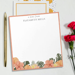 Watercolor Hibiscus Flowers and monstera deliciosa Notepad