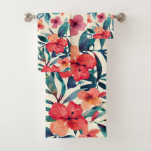 Watercolor hibiscus flowers