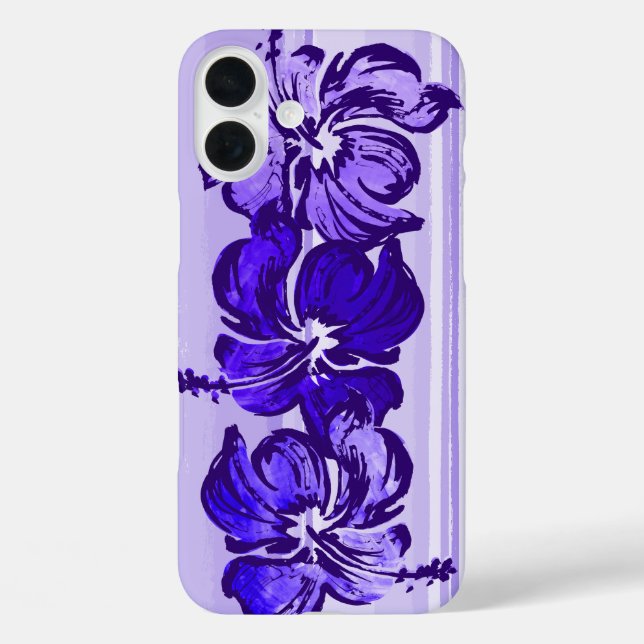 Watercolor Hibiscus Hawaiian Tropical Purple Case-Mate iPhone Case (Back)