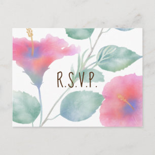 Watercolor Hibiscus Maui Wedding RSVP Card