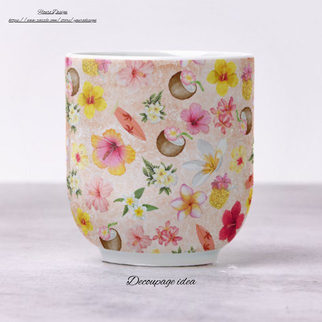 Watercolor Hibiscus pattern peach decoupage Tissue Paper (Creator Uploaded)