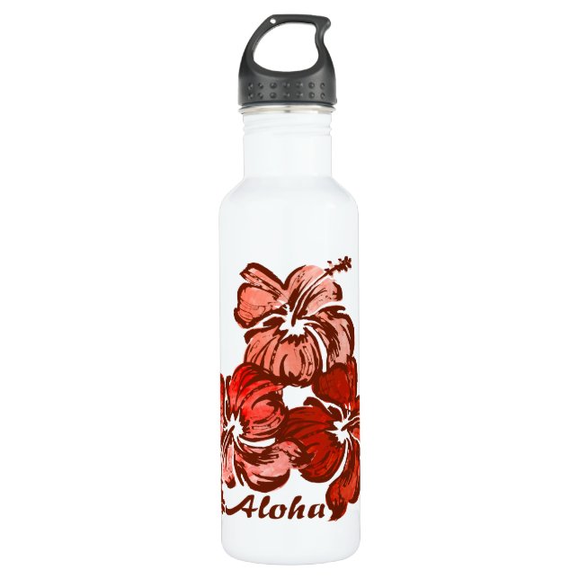 Watercolor Hibiscus Tropical 710 Ml Water Bottle (Front)