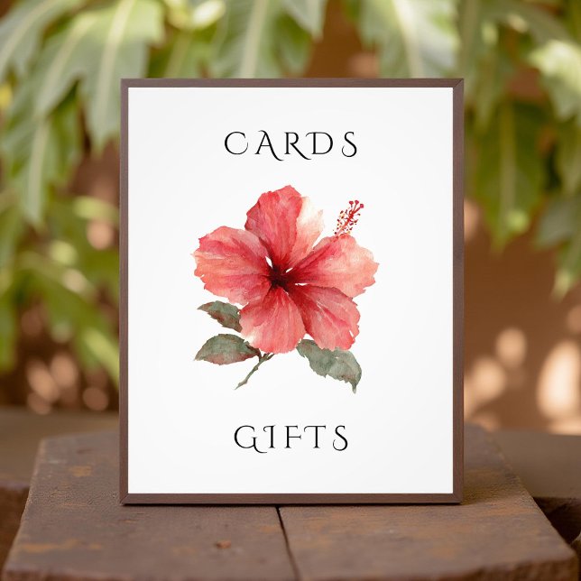 Watercolor Hibiscus Wedding Cards & Gifts Sign (Creator Uploaded)