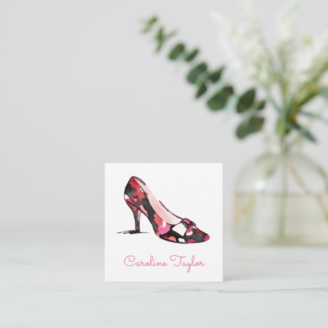 Watercolor High Heel Designer Shoe Gift Enclosure Card (Standing Front)