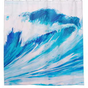 watercolor high ocean waves of blumarine colour shower curtain