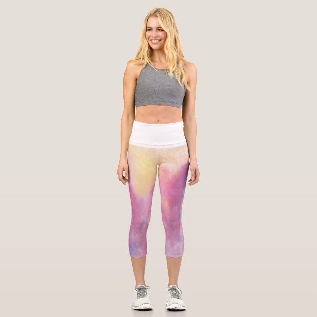 Watercolor High Waisted Capris (Front)