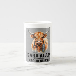 Watercolor Highland Cow Registered Nurse Class of  Bone China Mug