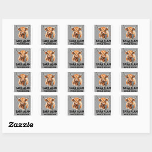 Watercolor Highland Cow Registered Nurse Class of Square Sticker