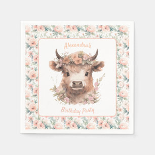 Watercolor Highland Cow Shower/Birthday Plate Napkin