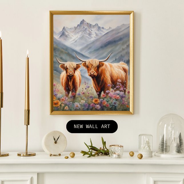 Watercolor Highland cows  Poster (Creator Uploaded)